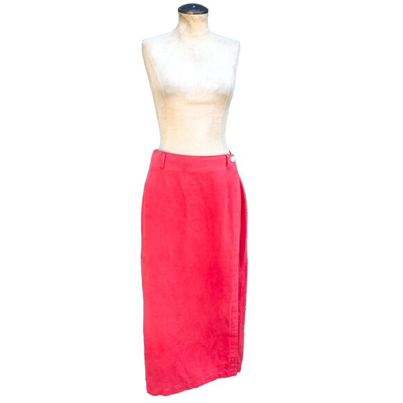 Vintage Gap Skirt Womens Size Medium Linen Wrap Midi in Salmon - Picture 3 of 10
